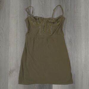 Urban Outfitters Modern Love Bustier Mini Slip Dress Olive Green Small S